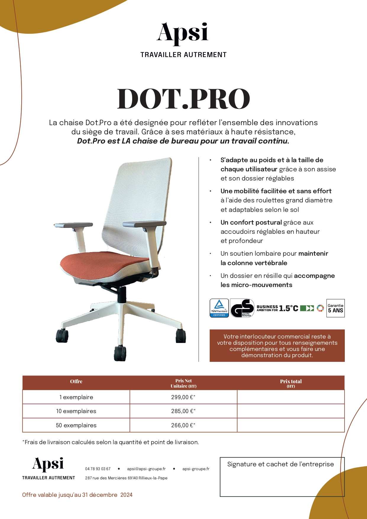 Promotion siège ergonomique
